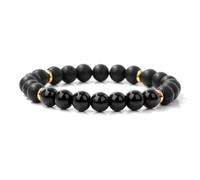 KNDSSMY 8mm Natural Stone Stretch Bracelet for Men, Black Obsidian Tiger Eye Handmade Beaded Bracelet Adjustable Retro Party Bangle Stylish and Simple 8mm