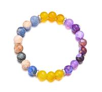 KNDSSMY Colorful Natural Stone Stretch Beaded Bracelets for Women Men, 8mm Purple yellow Crystal Bracelet Handmade Adjustable Yoga Bangle Birthday Valentine 8mm