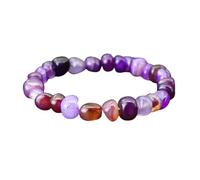 KNDSSMY Fashion Natural Stone Handmade Beaded Bracelet, Adjustable Irregular Purple Agate Stretch Bracelet Simple Style Yoga Bangle for Women & Girls Purple