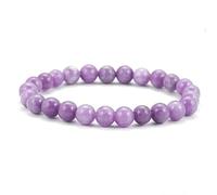 KNDSSMY Fashion Natural Stone Handmade Bracelet for Women & Men, Adjustable 8mm Purple Jade Stretch Bracelet Fashion Yoga Bangle Gifts for Friends 8mm