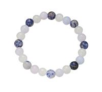 KNDSSMY Fashion Natural Stone Stretch Beaded Bracelet, 8mm Blue Dot Stone and Agate Handmade Beaded Bracelet Unisex Yoga Couple Bangle Stylish and Simple 8mm