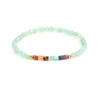 KNDSSMY Handmade Natural Stone 7 Chakra Stretch Bracelet for Women, Green Aventurine Crystal 4mm Mini Beaded Bracelets, Fashion Yoga bangle 4mm