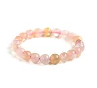 KNDSSMY Handmade Natural Stone Beaded Bracelet for Women, pink Sakura Cherry Blossom Agate stretch Bracelets 8mm Beads, Fashion Yoga Gemstone Bangle 8mm