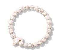 KNDSSMY Handmade Natural Stone Stretch Beaded Bracelet Unisex, White Turquoise Adjustable Beaded Bracelet with Cute Dolphin Charm Fashion Party Bangle 8mm