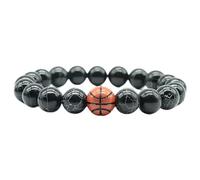 KNDSSMY Natural Stone Beaded Bracelet for Men, 10mm Black and White Turquoise Adjustable Stretch Bracelet Minimalist Gym Bangle Gifts for Lover & Friends Black 10mm