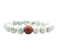 KNDSSMY Natural Stone Beaded Bracelet for Men, 10mm Black and White Turquoise Adjustable Stretch Bracelet Minimalist Gym Bangle Gifts for Lover & Friends White 10mm