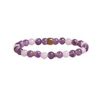 KNDSSMY Natural Stone Beaded Bracelet for Women, 6mm Purple Amethyst White Jade Stretch Bracelet Adjustable Fashion Yoga Bangle Gift for Women Girl Friend 6mm