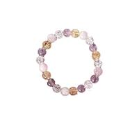 KNDSSMY Natural Stone Beaded Bracelet for Women, purple yellow Crystal Adjustable Stress Bracelet 8mm beads, Yoga Bangle Stylish and charming 8mm