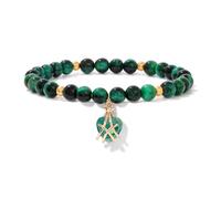 KNDSSMY Natural Stone crystal Handmade Beaded Bracelet for Women, 6mm Pink Rose Quartzs Tiger Eye Cat Eye Stretch Bracelet with Heart charm, Stylish and charming Green Tiger Eye 6mm