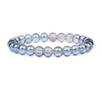 KNDSSMY Natural Stone Crystals Stretch Bracelet for Women & Men, 8mm Clear Moonstone Stone Beads, Fashion Handmade Beaded Bangle, Stylish and simple 8mm