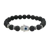 KNDSSMY Natural Stone Handmade Beaded Bracelet for Men, 8mm Stretch Black Lava Stone Bracelet with Devil'S Eye Charm, Valentine'S Day, Birthday Stylish and Charming 8mm