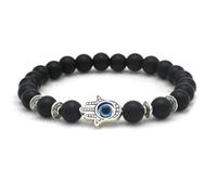 KNDSSMY Natural Stone Stretch Beaded Bracelet, Black Onyx Gemstone Bracelet with Devil'S Eye Charm, 8mm Beads, Valentine'S Day, Birthday, Give for Best Firend 8mm