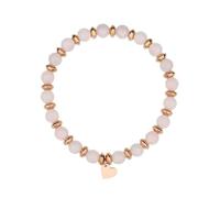 KNDSSMY Natural Stone Stretch Beaded Bracelet for Women, 6mm Light Pink Agate Adjustable Bracelet with Heart Charm, Gift for Lady Stylish and Charming 6mm