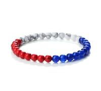 KNDSSMY Natural Stone Stretch Beaded Bracelet, Handmade Couple Beaded Bracelet 6mm Red White Turquoise and Blue Crystal Beads Unisex Stylish and Simple 6mm