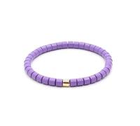 KNDSSMY Simple Bohemian Handmade Enamel Beaded Bracelet, Adjustable Purple Beads Stretch Bracelet for Women & Girls Fashion Summer Beach Bangle Purple