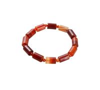KNDSSMY Simple Style Natural Stone Stretch Beaded Bracelet, 8 * 12mm Tube Shape Red Striped Agate Adjustable Beaded Bracelet for Women & Girlfriends 8 * 12mm