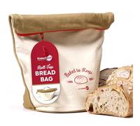 KNEADACE Bread Bag for Homemade Bread, Reusable Roll Top Storage with Zipper, Freezer and Counter Safe, Thick Cotton with Food Safe TPU Lining (Beige/Cream)