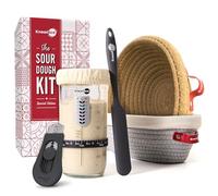 KneadAce Complete Sourdough Starter Kit, 24oz Sourdough starter Jar, Cotton Rope Proofing Baskets Bannetons, Bread Lame for scoring, Perfect as Sourdough Bread Baking supplies & Gifts for Bakers