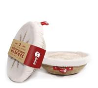 KneadAce Cotton Rope Banneton Bread Proofing Basket Set, 2 Round Baking Baskets with Liners & Covers for Artisan & Sourdough Bread