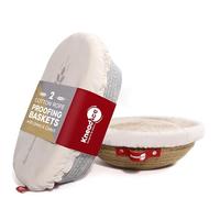 KneadAce Cotton Rope Banneton Bread Proofing Basket Set, Oval & Round with Liners & Covers for Artisan & Sourdough Bread Making