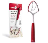KneadAce Dough Wand, Danish Dough Whisk for Sourdough Baking, Dough Mixer with Silicone Scraping Edges, Self Standing Bowl Mixing Tool (White/Red)