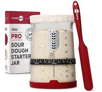 KneadAce Pro Glass Sourdough Bread Starter Kit - 34 oz Large Capacity Jar with 5 Unique Features for the Perfect Sour Dough Bread & sourdough Starter kit - Baking Supplies