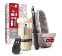 KneadAce Sourdough Starter Kit (24oz Jar, 2xOval Baskets, Gray Bread Lame)