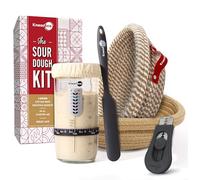 KneadAce Sourdough Starter Kit - 24oz Starter Jar, 2 Cotton Rope Banneton Proofing Baskets, Magnetic Bread Lame for Scoring - Gift for Bakers & Complete Sourdough Bread Baking Set