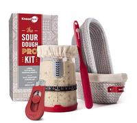 KneadAce Sourdough Starter Kit - 34 oz Starter Jar, 2 Banneton Oval Fermentation Baskets, Magnetic Bread Blade for Marking - Bakers Gift & Complete Set of
