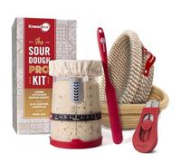KneadAce Sourdough Starter Kit - 34oz Starter Jar, 2 Round Banneton Proofing Baskets, Magnetic Bread Lame for Scoring - Gift for Bakers & Complete Sourdough Bread Baking Set