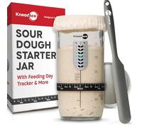 Kneadace Sourdough Starter Kit With Date Marked Feeding Band, Thermometer, Scraper, Wide Mouth Jar For Easy Feeding