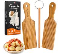 KneadEat Gnocchi Board and Butter Paddle Set - Authentic Bamboo Pasta Roller Tools for Gnocchi, Cavatelli, Garganelli, Cavarola - Wooden Gnocchi Maker and Pasta Board Kit
