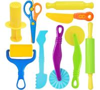 Kneading Accessories 9 Pieces Kneading Tool Set Extra Robust & Easy to Clean Kneading Toy for Play Doh DIY Crafts Creative Children Toy Gift from 2 Years (Colourful Design)