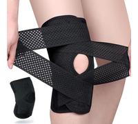 Knee Brace with Side Stabilizers, Professional Knee Compression Support Brace for Men Women, Adjustable Knee Wrap with Patella Pad, Relief Pain for Meniscus Tear ACL MCL Arthritis Injure (Black, XXL)