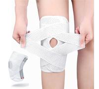 Knee Brace with Side Stabilizers, Professional Knee Compression Support Brace for Men Women, Adjustable Knee Wrap with Patella Pad, Relief Pain for Meniscus Tear ACL MCL Arthritis Injuries (White, L)