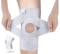 Knee Brace with Side Stabilizers, Professional Knee Compression Support Brace for Men Women, Adjustable Knee Wrap with Patella Pad, Relief Pain for Meniscus Tear ACL MCL Arthritis Injure (White, XXL)