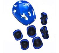 Knee Elbow Wrist Pads with Kids Helmet Complete Safety Gear Set Designed for Active Children Aged 5 16 to Enjoy Outdoor Fun (Blue)