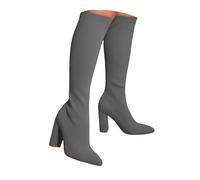 Knee High Boots for Women 2025 Winter Casual Solid Color Chunky Heel Pointed Toe Long Tall Boots Slip On Lightweight Stretch Knitted High Heels Comfort Sock Boot