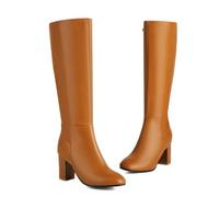 Knee High Boots for Women Comfortable 3 Inch Block Heel Classic Tall Boots with Full Side Zipper Fall Winter Daily Party Dress Shoes