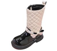 Knee High Boots Girls Chunky Riding Boots Bow Shoes Quilted Winter Boot | Mid Calf Combat Boots Horse Riding Boots Kids School Shoes Girls Riding Boot School Autumn Winter Shoes