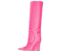 Knee High Boots Patent Leather Glossy Fashion Sexy Draining Warm Wrapped Modern Fashion Pointy Toe Fine Heel High Heel Boots Slope Heel