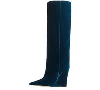 Knee High Boots Patent Leather Glossy Fashion Sexy Draining Warm Wrapped Modern Fashion Pointy Toe Fine Heel High Heel Boots Slope Heel