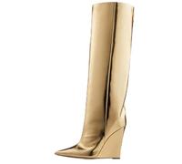 Knee High Boots Patent Leather Glossy Fashion Sexy Draining Warm Wrapped Modern Fashion Pointy Toe Fine Heel High Heel Boots Slope Heel