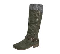 Knee High Boots Women, Horse Riding Boots, Fashion Faux Leather Waterproof Booties Autumn Winter Casual Side Zipper Low Heel Wide Calf Booties