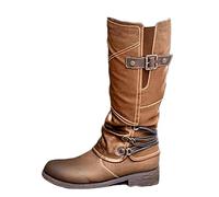 Knee High Boots Women Low Heel Chunky Block Comfortable Riding Long Boots | Square Toe Pull On Riding Long Boots Chunky Low Heel Casual Vintage Rivet Club Trendy Motorcycle Festival Spring Summer Fall