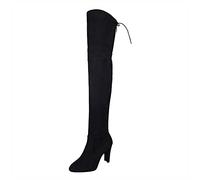 Knee High Boots Women Warm Suede High Boots Ladies Over The Knee Boots Thigh High Boots Long Boots Sexy Winter Fashion Boots Black