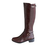 Knee High Boots Women Wide Calf Pointed Toe Zipper Tall Boot Comfortable Lightweight Booties Shoes Warm Lined Flat Boots Slip on Fall Winter Boots Party Dress Booties Shoes Coffee