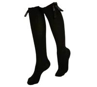 Knee High Bow Socks for Girls | Rich Cotton Bow Socks for School Uniform | Girls School Socks Knee High (Pack of 3 (Navy), 4-7 Adult Size)