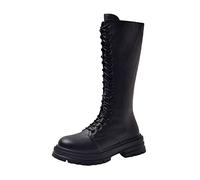Knee High Long Boots for Women - Black & White, Ankle Boots Size 6 UK - Wide Fit Snow Boots