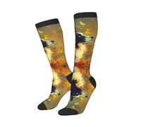 Knee High Socks for Women Men Athletic - Autumn Countryside Border Collie Long Socks for Casual Running Travel
